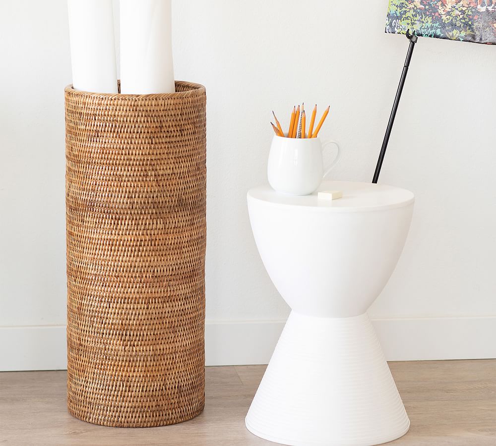Tava Handwoven Rattan Round Umbrella Basket