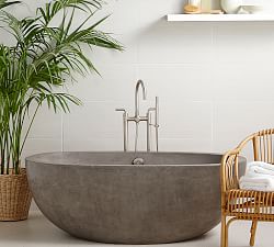 Holas 62&quot; Handcrafted Freestanding Concrete Bathtub