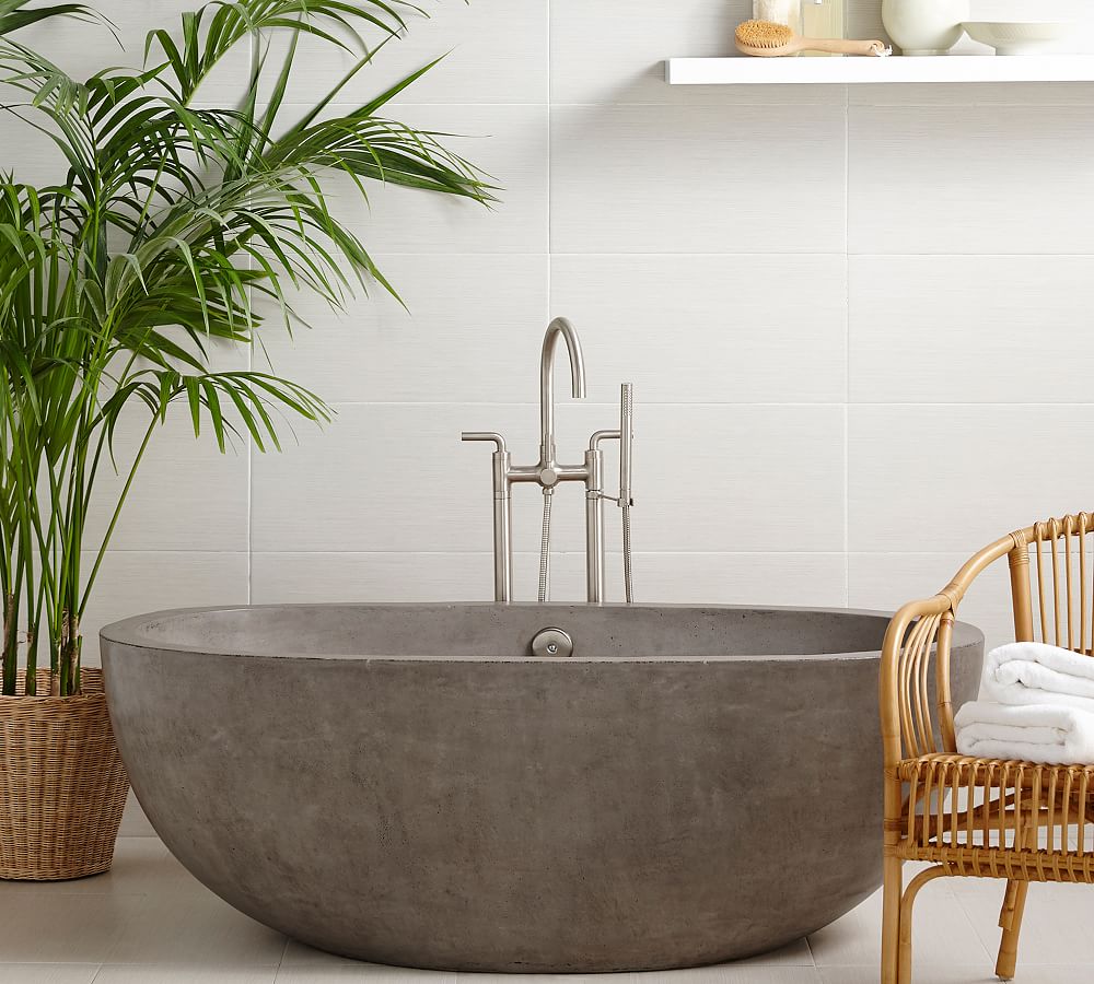 Holas 62&quot; Handcrafted Freestanding Concrete Bathtub