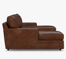 Pearce Square Arm Leather Double Chaise Sectional (130&quot;)