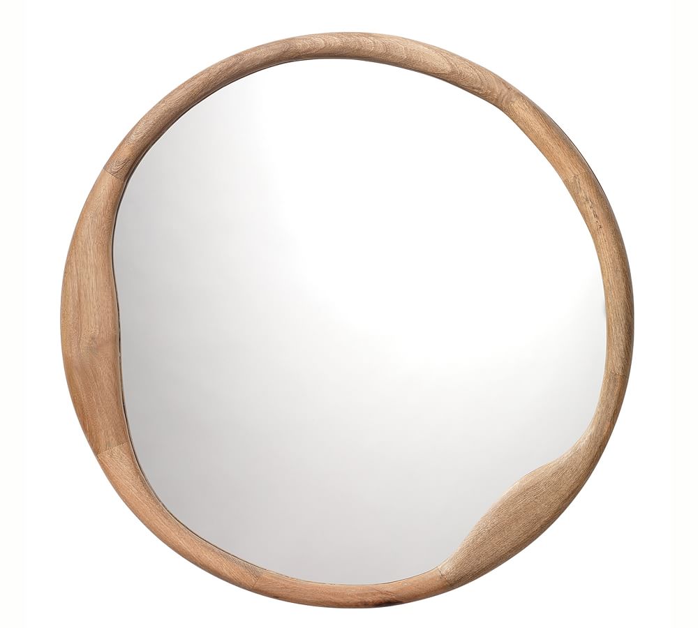 Alora Natural Wood Organic Round Wall Mirror - 36"