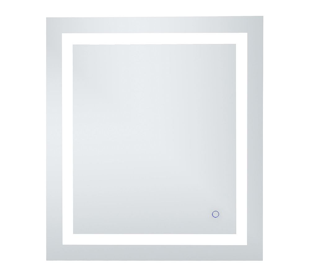 Polished Nickel Rectangular LED Light Bathroom Vanity Mirror