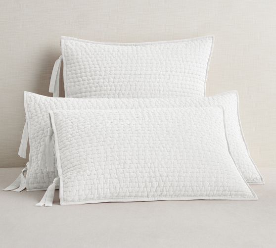 Pick-Stitch Handcrafted Cotton/Linen Quilted Sham