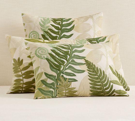 Pair of Pottery newest Barn Euro Pillow Shams Rust with Green Fern 11/2010 EUC Covers