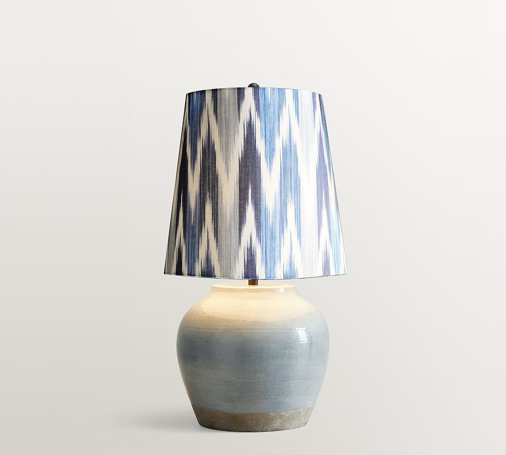 Miller Ceramic Bedside Lamp with Kravet Ikat Shade (25&quot;)