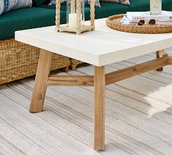 Rustic Farmhouse Concrete-Top Rectangular Outdoor Coffee Table (52&quot;)