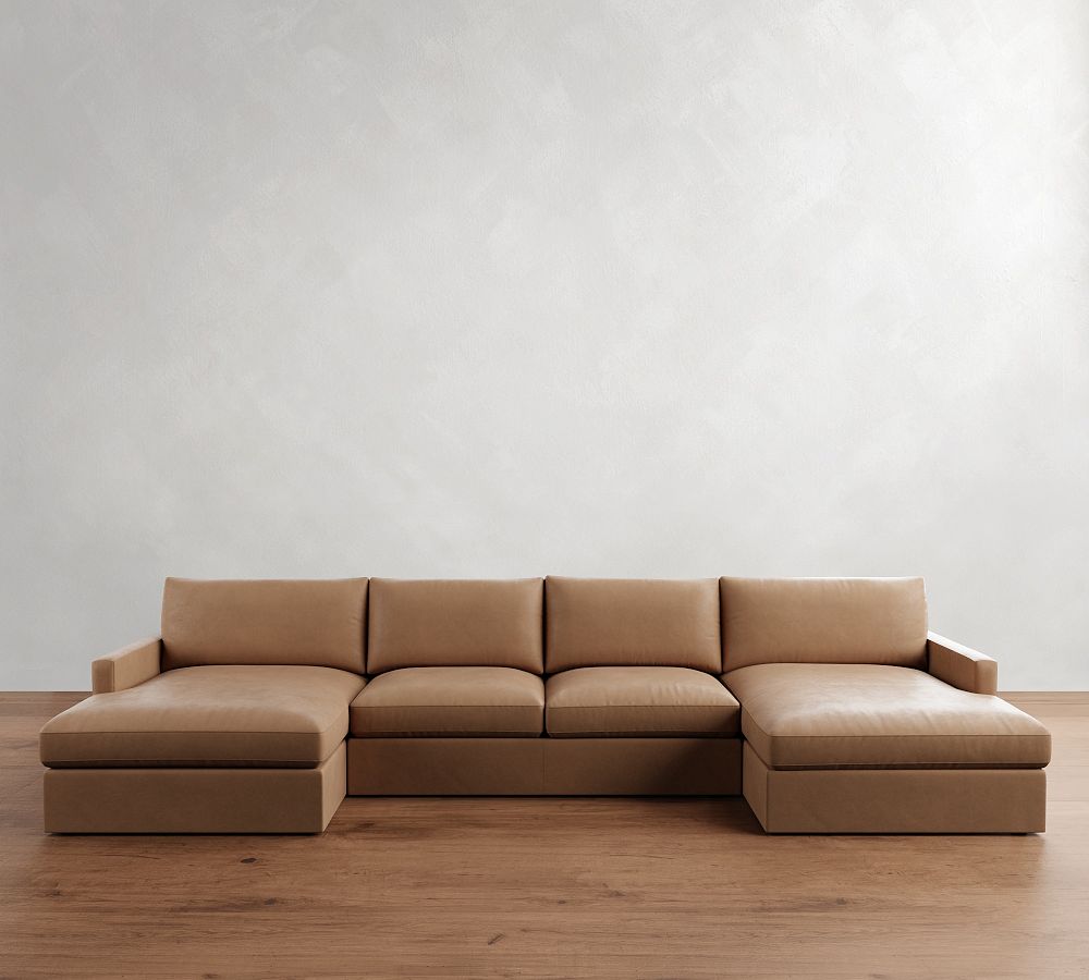 Westwood Slim Arm Leather Double Chaise Sectional (168&quot;&ndash;180&quot;)