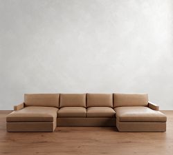 Westwood Slim Arm Leather Double Chaise Sectional (168&quot;&ndash;180&quot;)