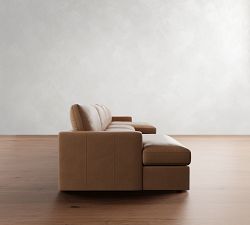 Westwood Slim Arm Leather Double Chaise Sectional (168&quot;&ndash;180&quot;)