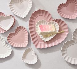 Heirloom Scalloped Heart Stoneware Candy Dish