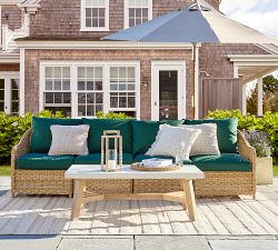 Rustic Farmhouse Concrete-Top Rectangular Outdoor Coffee Table (52&quot;)