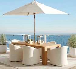 9' Round Outdoor Patio Umbrella &ndash; Teak Tilt Frame&#8203;