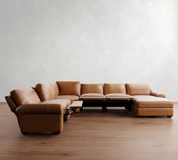 Big Sur Roll Arm Leather Power Reclining 6-Piece Chaise Sectional (154&quot;-166&quot;)