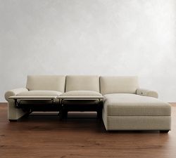 Big Sur Roll Arm Power Reclining Chaise Sectional (116&quot;-128&quot;)