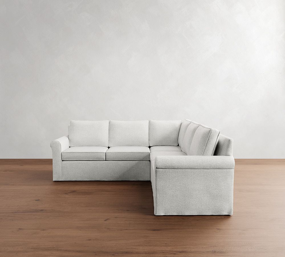 Cameron Roll Arm Slipcovered 3-Piece L-Shaped Sectional (102&quot;)