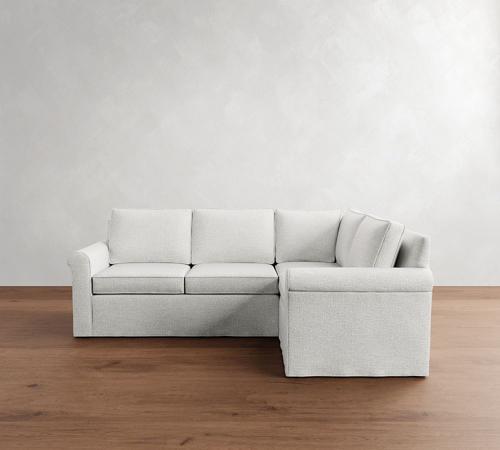 Cameron Roll Arm Slipcovered 3-Piece Sectional (102&quot;)