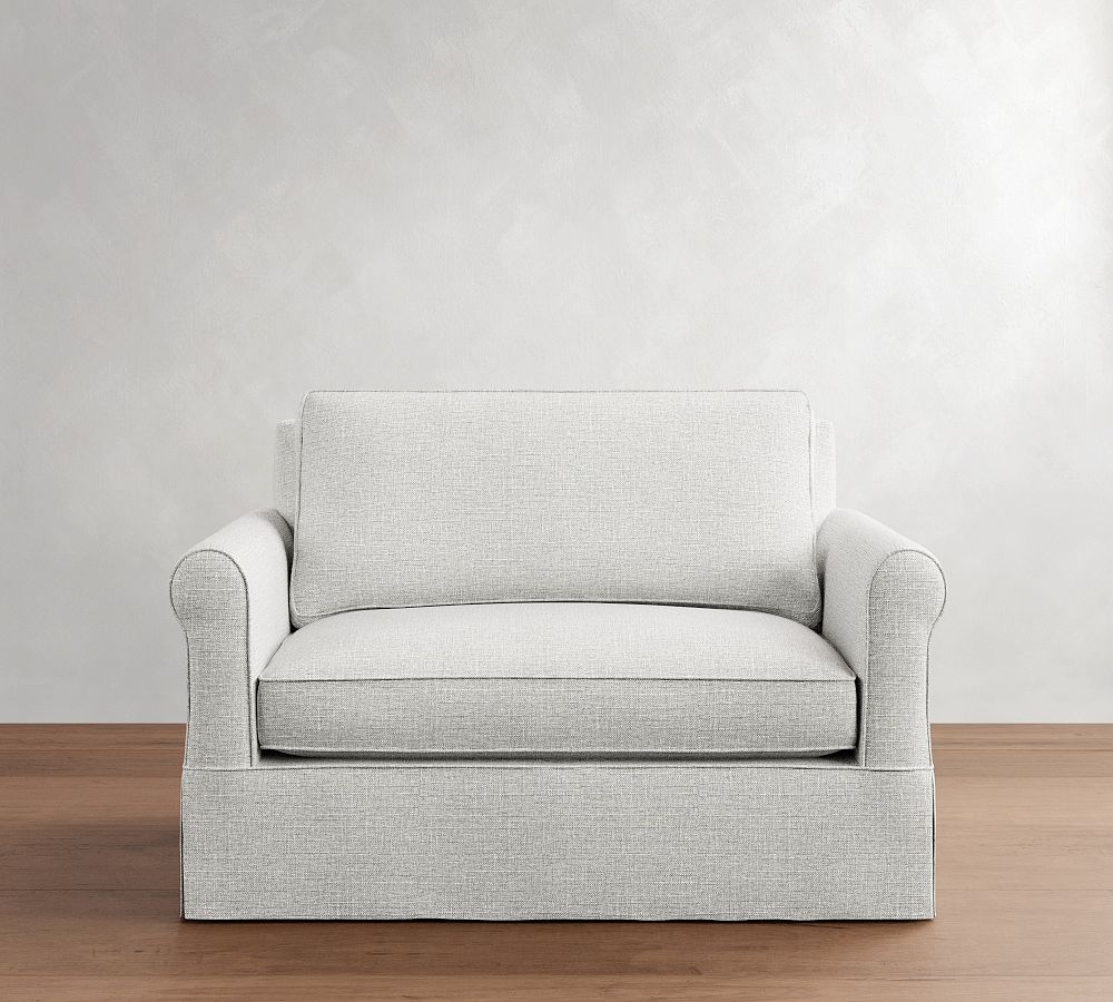 Cameron Roll Arm Slipcovered Twin Sleeper Sofa with Memory Foam Mattress (56&quot;)