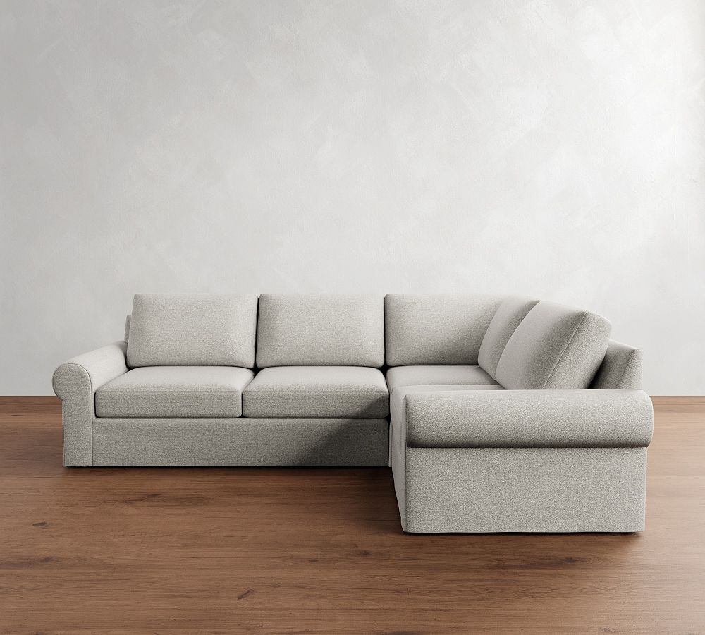 Big Sur Roll Arm Slipcovered 3-Piece Sectional (115&quot;)