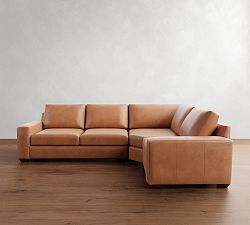 Big Sur Square Arm Leather 3-Piece Wedge Sectional (123&quot;)