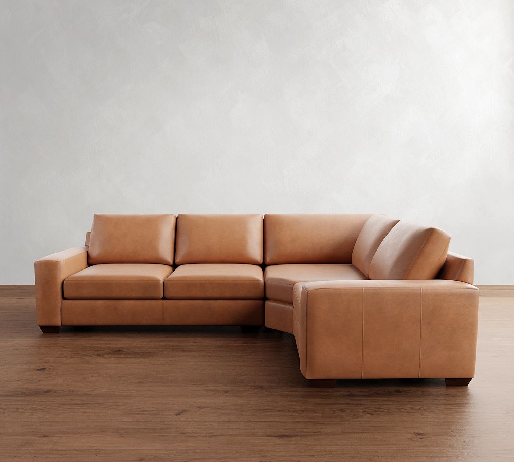 Big Sur Square Arm Leather 3-Piece Wedge Sectional (123&quot;)