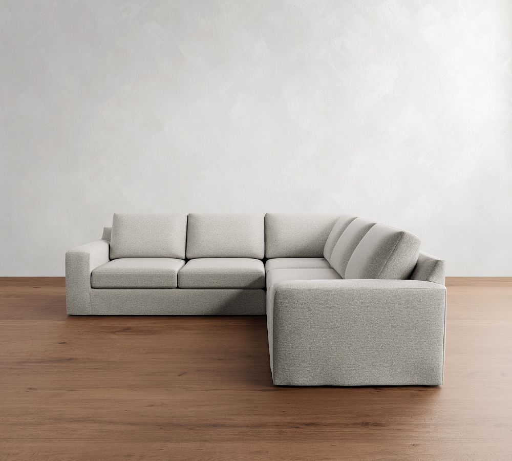 Big Sur Square Arm Slipcovered 3-Piece L-Shaped Sectional (114&quot;)