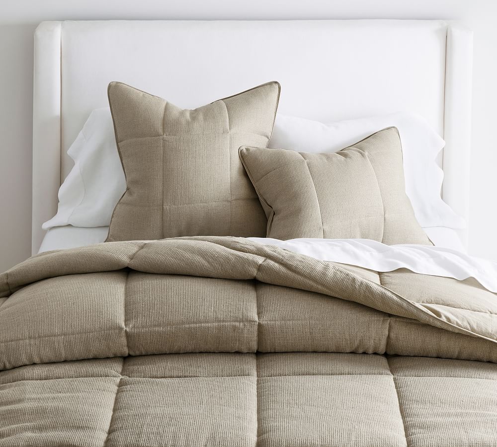 European Flax Linen Waffle Comforter in Dark Flax King/Cal King