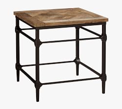 Parquet Square Reclaimed Wood End Table (23.5&quot;)