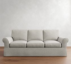 PB Comfort Roll Arm Slipcovered Sleeper Sofa With Memory Foam Mattress (78&quot;-87&quot;)