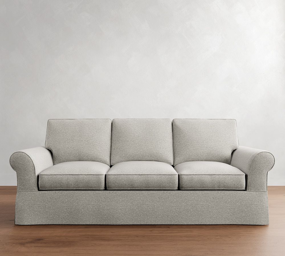 PB Comfort Roll Arm Slipcovered Sleeper Sofa With Memory Foam Mattress (78&quot;-87&quot;)