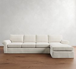 Pearce Roll Arm Slipcovered Chaise Sectional (110&quot;&ndash;150&quot;)