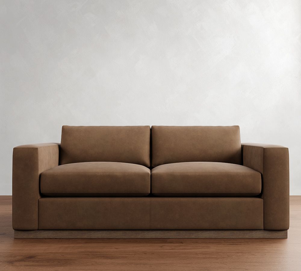 Carmel Wide Arm Leather Wood Base Sleeper Sofa (86&quot;)