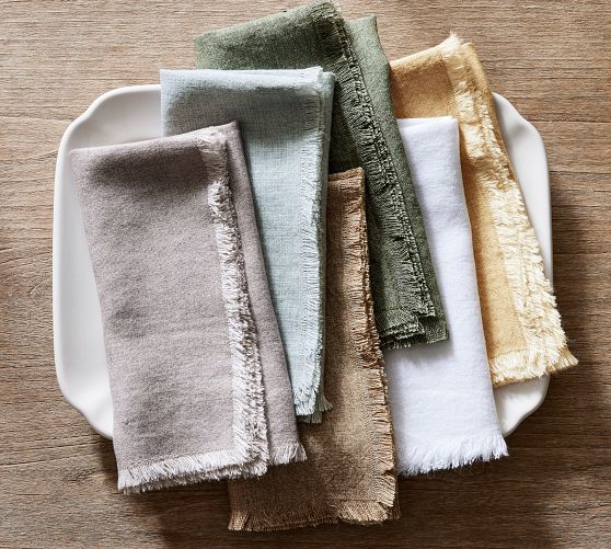 Frayed Oversized Linen Napkins - Set of 4