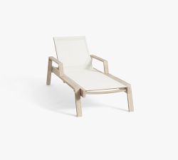 Indio Eucalyptus &amp; Mesh Stackable Outdoor Single Chaise Lounge, Set of 2