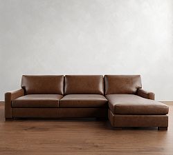 Turner Square Arm Leather Chaise Sectional (105&quot;&ndash;129&quot;)