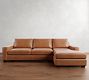 Big Sur Square Arm Leather Chaise Sectional (114&quot;&ndash;156&quot;)