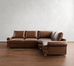 Canyon Roll Arm Leather 3-Piece Wedge Sectional (130&quot;)