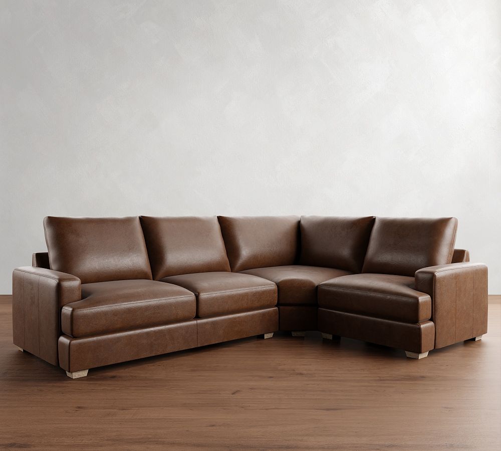 Canyon Square Arm Leather 3-Piece Wedge Sectional (127&quot;)