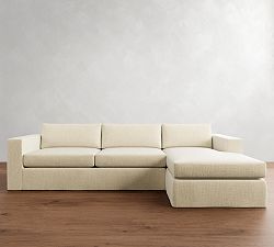 Carmel Wide Arm Slipcovered Chaise Sectional (113&quot;&ndash;135&quot;)
