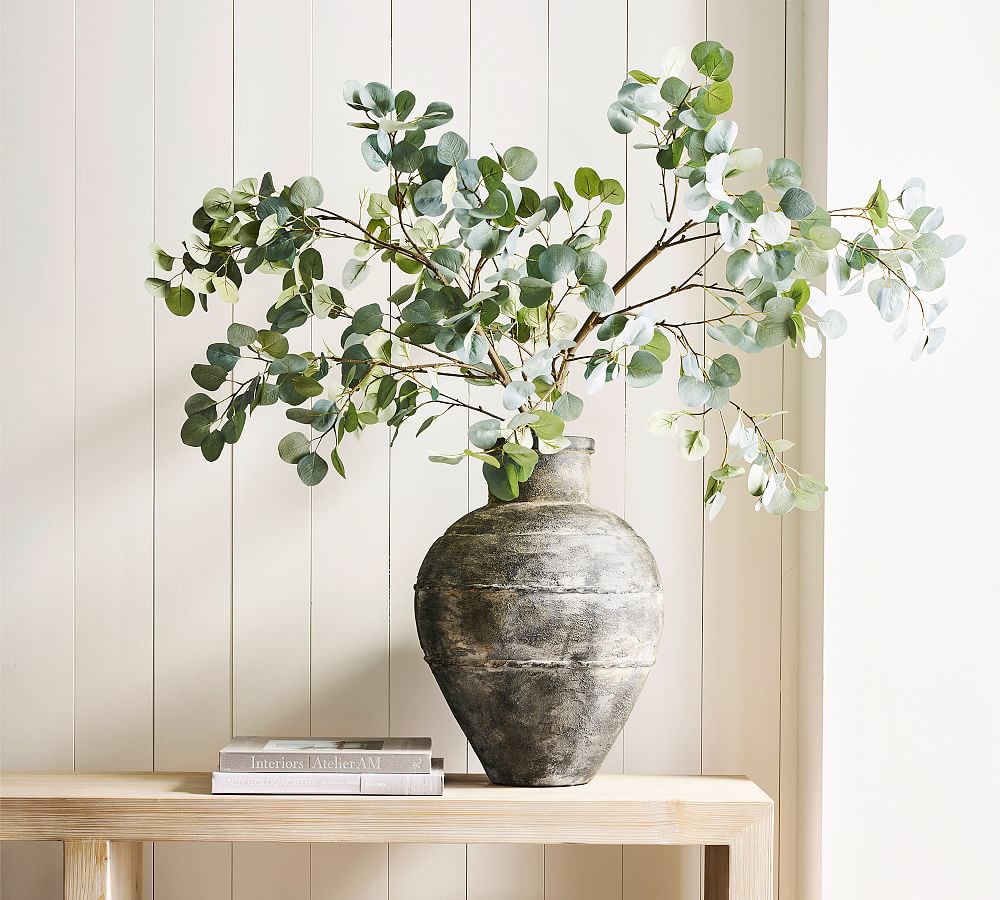 Faux Oversized Silver Dollar Eucalyptus Branch