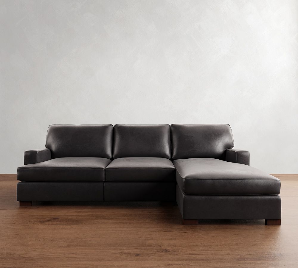 Townsend Square Arm Leather Chaise Sectional (108&quot;)