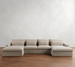 Westwood Square Arm Deep Seat Slipcovered Double Chaise Sectional (172&quot;&ndash;185&quot;)