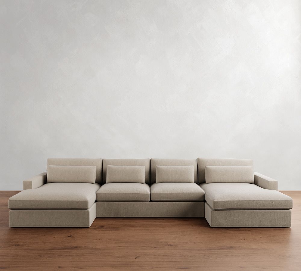 Westwood Square Arm Deep Seat Slipcovered Double Chaise Sectional (172&quot;&ndash;185&quot;)