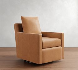 Open Box: Ayden Square Arm Leather Swivel Glider