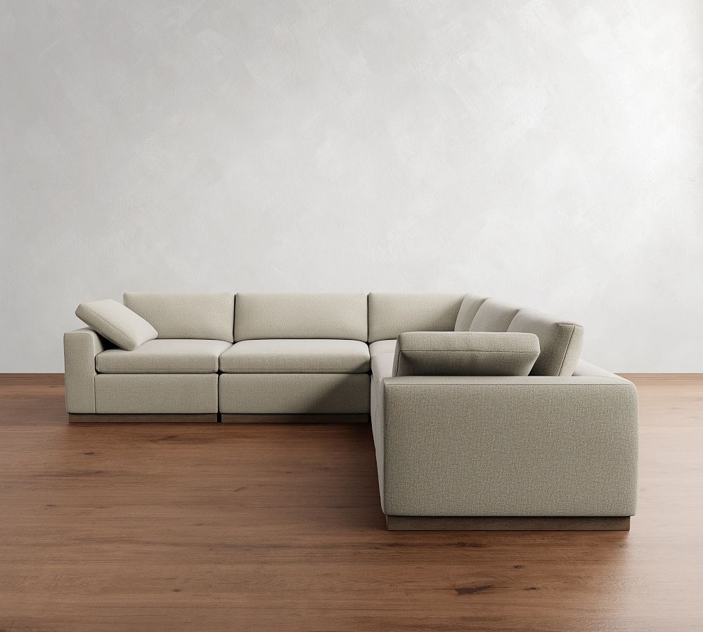 Dream Wide Arm Wood Base Modular L-Shaped Sectional (129&quot;)