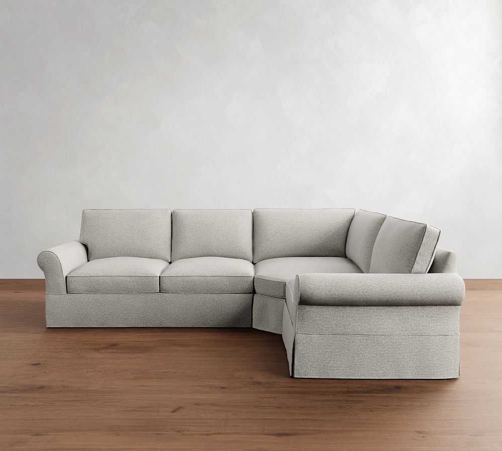PB Comfort Roll Arm Slipcovered 3-Piece Wedge Sectional (116&quot;)