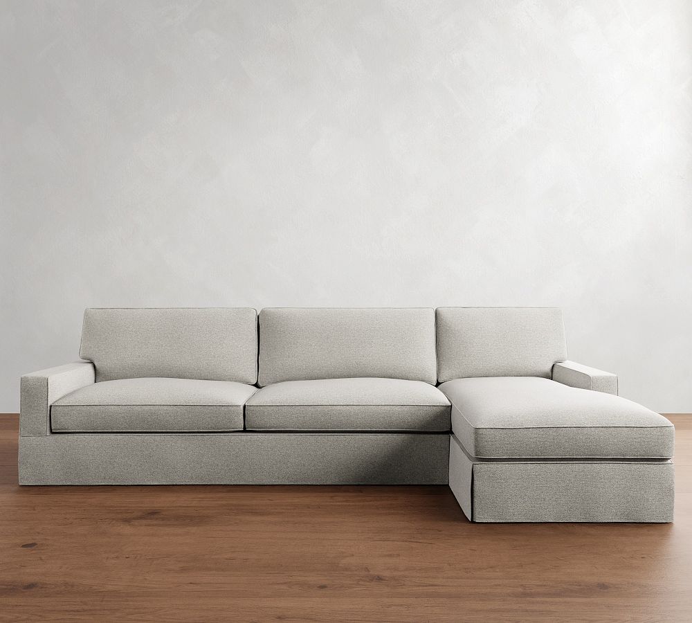 PB Comfort Square Arm Slipcovered Chaise Sectional (101&quot;&ndash;126&quot;)