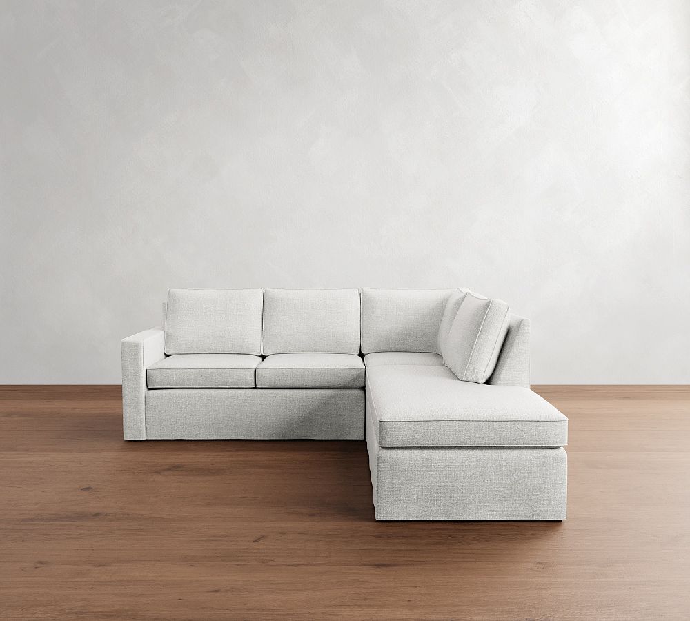 Cameron Square Arm Slipcovered 3-Piece Bumper Sectional (101&quot;)