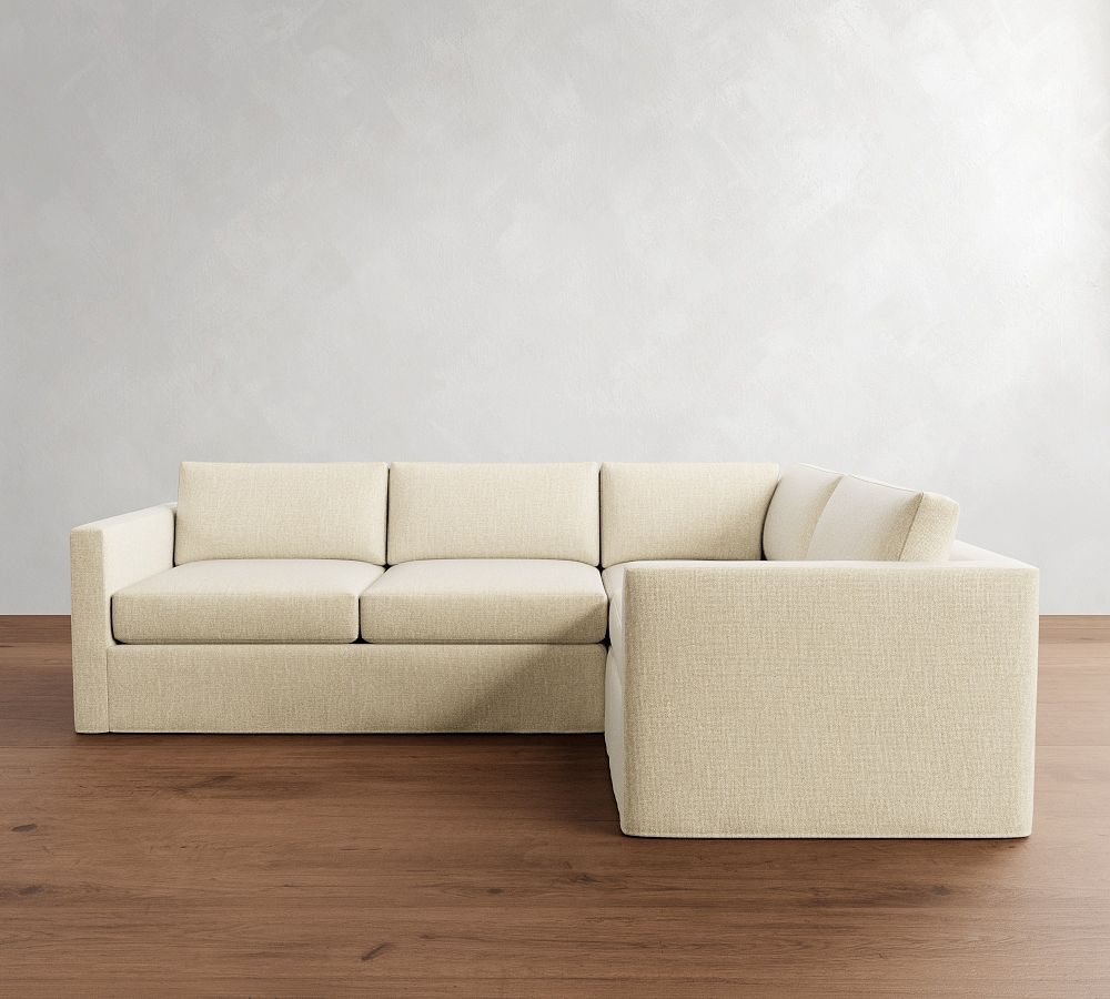 Carmel Slim Arm Slipcovered 3-Piece Sectional (110&quot;)