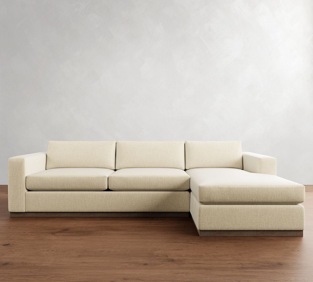 Carmel Wide Arm Wood Base Chaise Sectional (113&quot;&ndash;135&quot;)