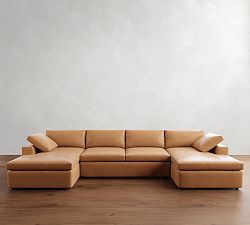 Dream Wide Arm Leather Double Chaise Sectional (154&quot;&ndash;174&quot;)